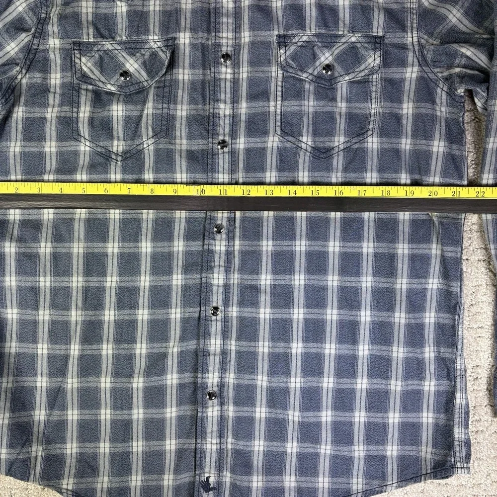 Cody James Mens Medium Pearl Snap Western Shirt Blue Plaid Long Sleeve Cowboy